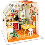 moin moin Dollhouse Miniature Handmade Kit Set, Stylish Scandinavian Interior with LED Lights (Country French Style Kitchen)