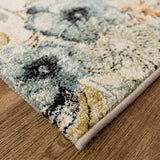 Sayansayan Flower Floral Entrance Mat, Indoor, Fleur, 26.4 x 47.2 inches (67 x 120 cm), Ivory Wilton