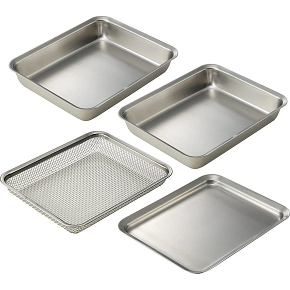 La Base LLM-8718 Rectangular Baking Pan, Rectangular Colander, Plate, 4-piece Set