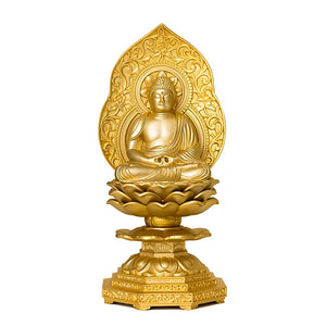 BudDha Statue, Amida Noritai-Za, 5.9 Inches (15 cm) (Gold Plated/24 KARAT) BudDhist: HideuMo Makita, Original Sculptor_ "Tendai Copper Wari" TAKAOKAOU