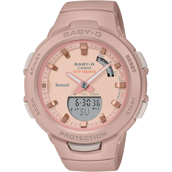 [Casio] Babygie Watch Pedometer Equipped with Bluetooth BSA-B100CS-4AJF Women's Pink Brown