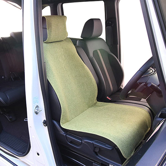NISHIKI SANGYO AM-7364 Front Seat Cover, Linen Style Fabric, One Size Fits Most, Green