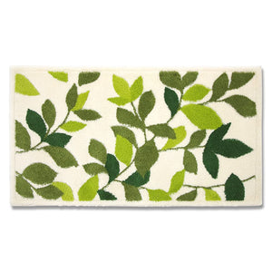 OKA Wilton Weave Entrance Mat, Leaf Green, Corner Adhesion, Approx. 23.6 x 43.3 inches (60 x 110 cm), Ivory, Made in Japan