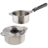 Wahei Freiz Tsubamesanjo EM-028 Removable Handle Pot, Set of 2, 5.5 inches (14 cm), 6.3 inches (16 cm), Stainless Steel, Induction Compatible