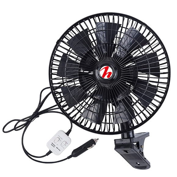 Maxwin K-FAN10-12V CAR FAN, OSCILLATION, 2 Levels, Clip Type, 16 Blades, 11 Inches, Left and Right 90 Angle, Air Flow, 12 V, Circular Saving