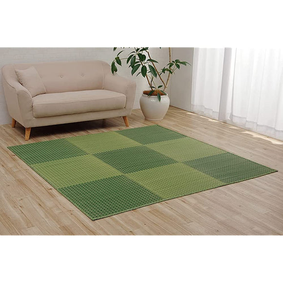 Ikehiko Corporation #8502529 Igusa Rug, Carpet, Compact, Basic, Non-Slip, Suction Sheet, Mira, Antibacterial, Odor Resistant, Approx. 70.9 x 70.9 inches (180 x 180 cm), Green