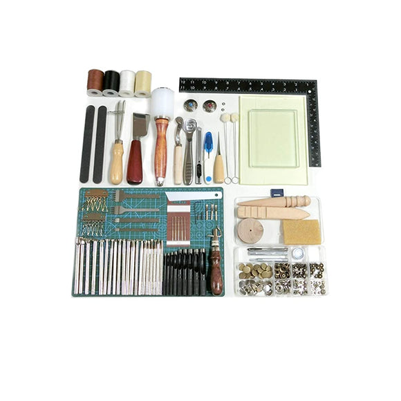 LETHER WORKS Leather Craft Tool Set, Beginners, Tool Kit, Instruction Manual Included