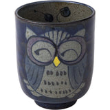 Hasami Ware 83972 Hot Water Only, Large, Hand Painted Owl Pattern, Blue