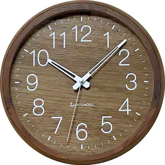 KATOMOKU muku round clock 2 Walnut Beach Radio Clock Sweep (Continuous Second Hand) km-46RC km-45 306mm Natural Brown (Walnut)