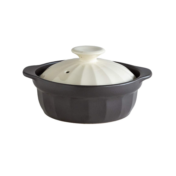 TAMAKI Thermatec Casa T-920985 Earthenware Pot, For 1 to 2 People, Ivory, Diameter 9.1 x Depth 7.7 x Height 4.0 inches (23 x 19.5 x 10.2 cm), MicrowaveOvenDirect FireInduction Compatible, Spill-Resistant, Lightweight