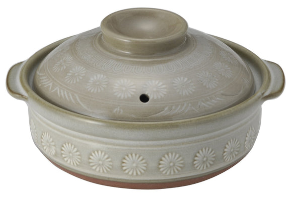 Banko Ware 21071 GINPO Earthenware Pot (Deep Pot), No. 7, for 1 to 2 People, Hanamishima