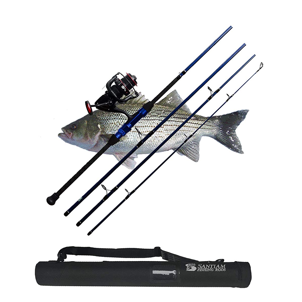 SANTIAM Fishing Rod Travel Rod 4 Piece 9 Feat 0 inches 12-25 Pound Surf Rod  and Reel Combo