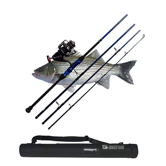 SANTIAM Fishing Rod Travel Rod 4 Piece 9 Feat 0 inches 12-25 Pound Surf Rod and Reel Combo
