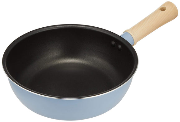 Wahei Freiz RB-1901 Deep Frying Pan, 8.3 inches (21 cm), Blue, For 2 to 3 People, Boiling, Frying, Fluororine Resin Processing, IH and Gas Compatible, Puchi Kit, 2 Colors Available