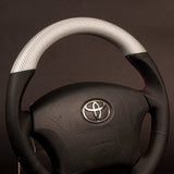 REAL (Real) Steering [Land Cruiser (Series 100: Late)/Prado (120 series)/Hilux Surf (210 series)] Silver Carbon Red Stitch H200-C-SLC-RD-LC