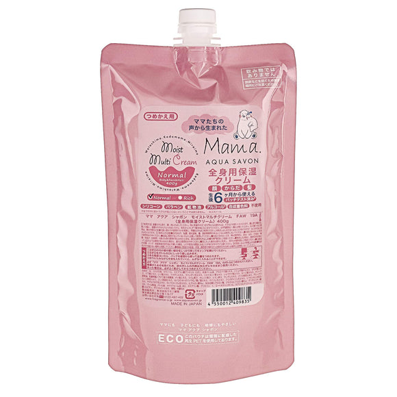 AQUA SAVON Mama Aqua Bubble Moist Multi Cream Flower Aroma Water Fragrance (Refill) 400g Body Cream 400g