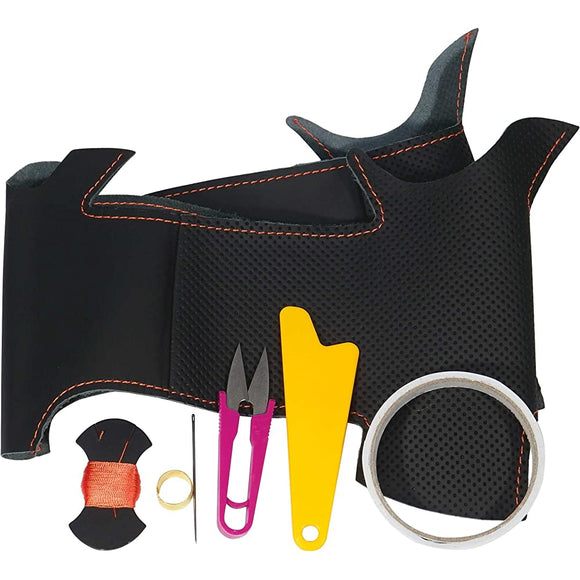 Tricolole EX 30 Prius Aqua Black Leather x Orange Stitch 1T-41 DIY Steering Genuine Leather Replacement Kit 1BS1T41B2B1O