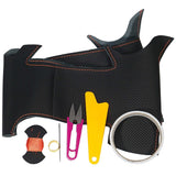 Legacy Outback (BS) Impreza XV (GP) Forester (SJ) DIY Steering Genuine Leather Replacement Kit (BS Design) [1BS1U13] Left and Right Black Leather Punching x Top and Bottom Black Leather x Orange Stitching