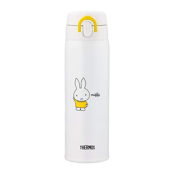 THERMOS JNX-501B Stainless Steel Bottle for Milk Formulation, Yellow White (YWH), Stainless Steel Thermos for Miffy Milk Making, 16.9 fl oz (500 ml)