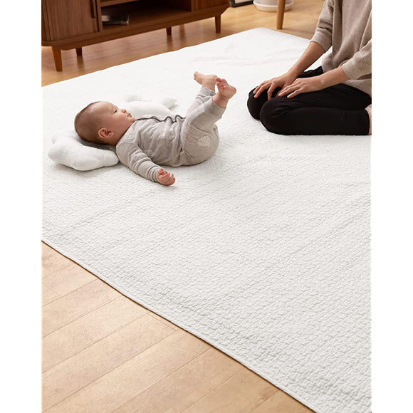 Niceday Mofua IBUL 36204242 Multi-Purpose Cover, Quilted, 100% Cotton, Cloud Pattern, Rug/Sofa Cover, Bedspread, Play Mat, Low Formaldehyde, Washable, Size M, 6.6 x 6.6 Feet (200 x 200 cm), Off-White