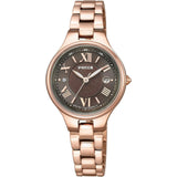 [Citizen] Wicca Radio Solar Waterproof Date Second Hand Brown KS1-864-91 Women's Pink Gold