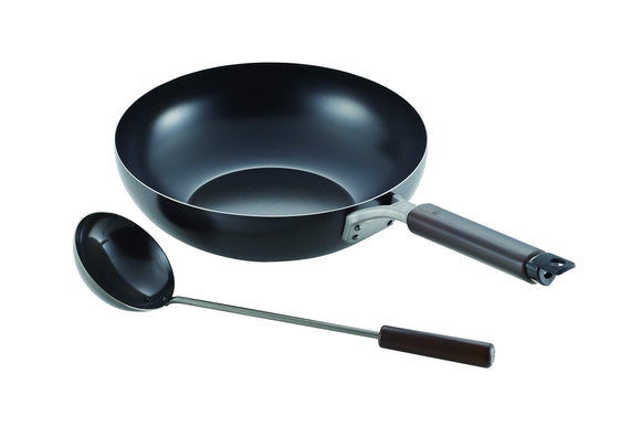 Soten SE-59 Iron Frying Pan 11.0 inches (28 cm) (with Chinese Ladle)