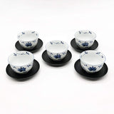 Japanese Pottery 47581200 Ceramic Teacup, Blue, 5.5 fl oz (165 ml), Flower Arabesque with Tea Cup Set, Pack of 5