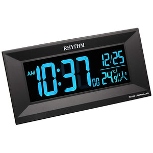 RHYTHM 8RZ196SR02 Rhythm Clock, Radio Wave Alarm Clock, Digital, Iroria M, Gradient LED, 365 Color Display, Black