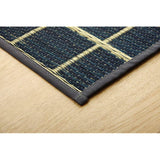 Ikehiko #8239870 Grass Mat Plaid, Approximately 23.6 x 94.4 inches (60 x 240 cm), Navy, Made from Domestic Grass, Non-Slip Treatment, Simple Design