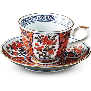 Ranchant Flower Coffee Cup Saucer Multi Bowl: 4.7 x 3.5 inches (12 x 9 x 6.5 cm), Dish: Φ5.9 x 1.0 inches (15 x 2.5 cm), Super Koi Imari Style Arita Ware Made in Japan