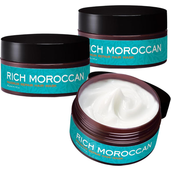 Rich Moroccan Maximum Repair Hair Mask [200g x 3 pieces/wash-off treatment] Argan Oil (Made in Japan) Hair Pack Hair Mask Salon Moist