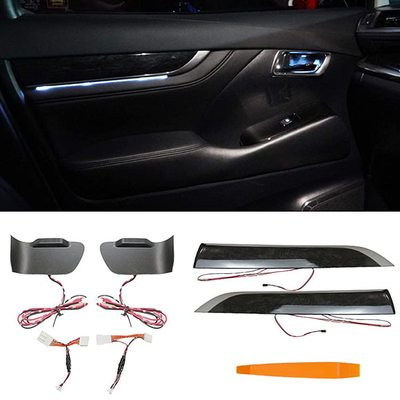 DSIC Alphard Vellfire 30 Series Early and Late Models, Inner Handle Illumination, LED Illumination, White & White, Door Interior, Electrical Appliances, Interior Panel, Custom Parts, Tools Included, 4-Piece Set (White & White)