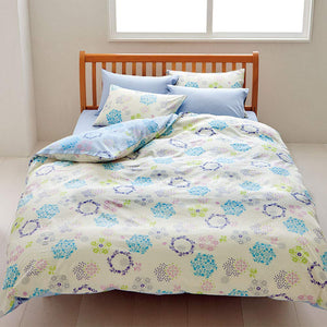 Nishikawa Living ME27 2187-77134 Comforter Cover, Saxe Blue, Single, 59.1 x 82.7 inches (150 x 210 cm), Cute, Small Flowers, Apple, Living Alone, New Life