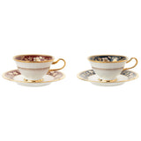 Noritake Y6988/4403-12 Cup & Saucer (Color Changing Pair Set) (Both Coffee & Tea), 7.8 fl oz (220 cc), Sublime, 2 Guests, Iron Navy Blue, Shrimp Tea, Bone China