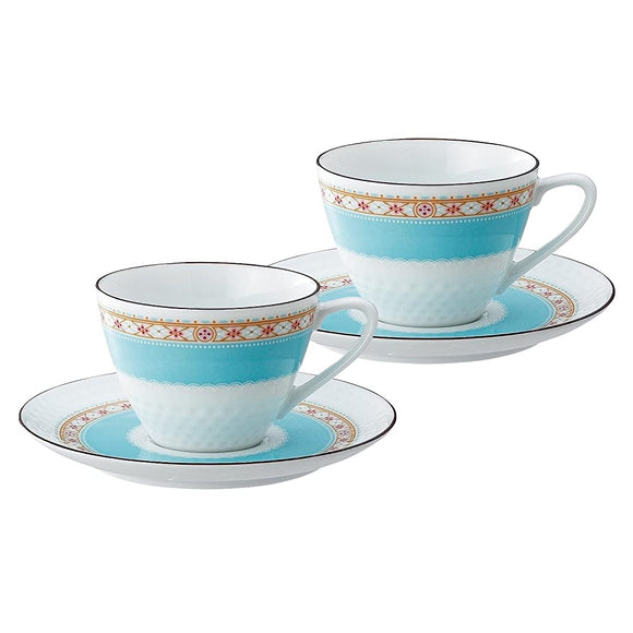 Noritake P5389L/1645 Cup & Saucer (Pear Set) (Coffee & Tea), 4.2 fl oz (125 cc), Humming Blue, 2 Guests, Blue, Fine Porcelain