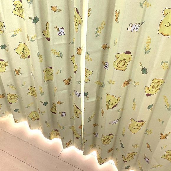 Pompompurin SB-608-S Grade 2 Blackout Thermal Insulating, Curtain, Width 39.4 x 78.7 inches (100 x 200 cm), Set of 2, Sanrio, Washable, Pudding Character
