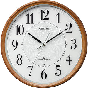 Rhythm Citizen 4MY860-006 Wall Clock, Wide Range Reception, Radio Clock, Silent Step Second Hand, Brown, Diameter 13.7 x 2.3 inches (34.8 x 5.9 cm)