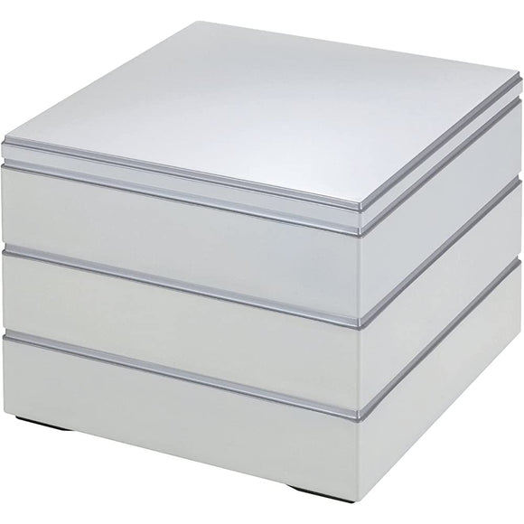 Yasumi Lacquerware H-154-16-A 3-tier Box 7-inch School-Heavy White Pearl Grain (Inner Black)