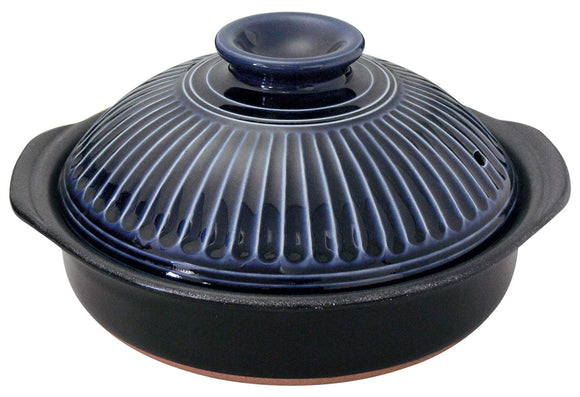 Suzuki 2080-1853 Pot, Lapisli, Blue, No. 7 (1-2 People), Banko Ware Kikuha IH Compatible, Ceramic Processing Pot, 2080-1853
