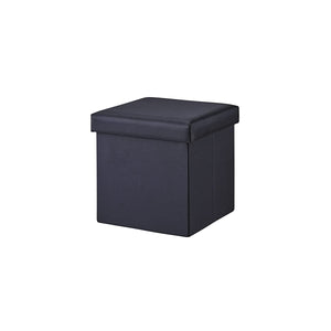 BLKP N-7899 Pearl Metal Storage Stool Box with Lid, Ottoman Chair, Foldable, S Size, Black