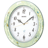 Seiko clock wall clock Nature Sound 12 Kinds Atomic Analog Information When Switching Type Pale Green Pattern Glossy rx214 m Seiko