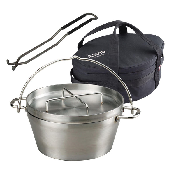 SOTO Stainless Dutch Oven 10 inch set (with storage case and lid lifter) [Special bargain set] ST-910YS