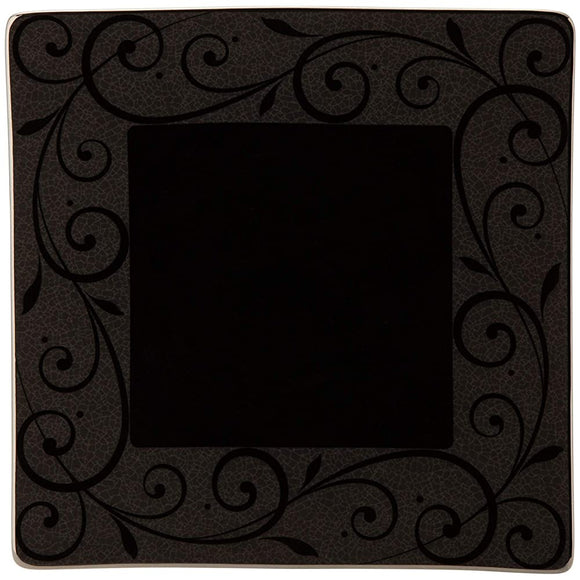 Narumi 50730-5270 Plate, Modern Black Arabesque Black, 10.6 inches (27 cm), Square, Made in Japan