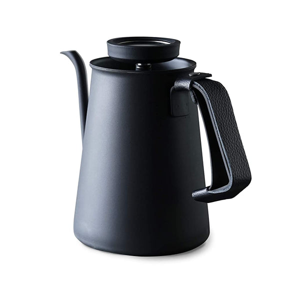Coffee Kettle Matte Black & Leather Cover (Coffee Kettle, Matte Black, Includes Dedicated Leather Cover, Niigata/Tsubamesanjo), Beasty Coffee, Leather Cover for Kettles and Kettle Handles with a focus