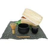 Yamako 80617 New Tea Bowl Green Tea Set, Black Tenmebowls