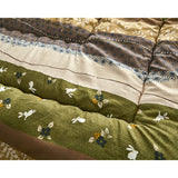 Ikehiko #5965010 Kotatsu Futon, Comforter Cover, Square, Koyomi, Approx. 80.7 x 80.7 inches (205 x 205 cm), Green, Japanese Style, Thick, Rabbit Pattern