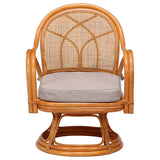 Fuji Boeki 85341 Floor Chair, Rattan Chair, Rotating Type, Seat Height 13.0 inches (33 cm), Rattan with Armrests, Natural, Finished Product