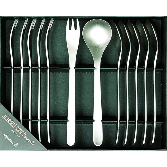 Yanagi Munemori TH-12PC Cutlery Set, Made in Japan, #1250, Teaspoon & Litter Fork, 12 Pieces, Stainless Steel