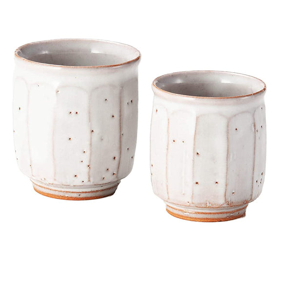 Japan Ceramics Yokomi, White, 7.1 fl oz (200 ml) White Glaze, Chamfered, Pair 55177600, Set of 2