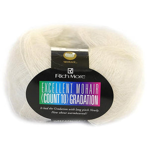 Hamanaka Richmore 3249 Excellent Mohair Count 10 Gradient Yarn, Thick Col.127 Gray Series, 0.7 oz (20 g), Approx. 66.6 ft (200 m), Set of 10